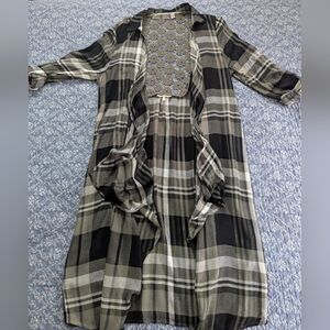 Tru Self Plaid Flannel Duster